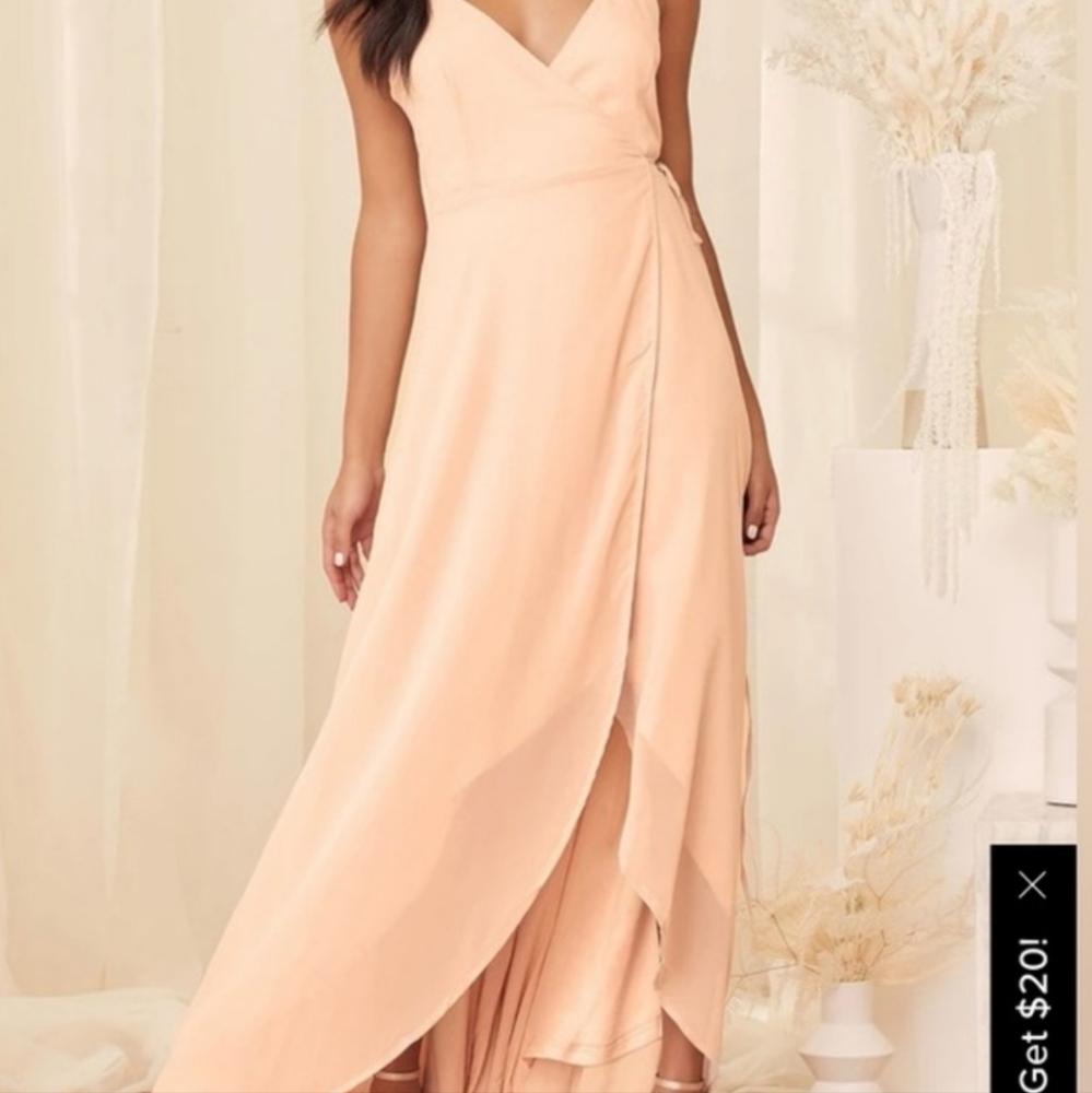 LULUS.Here's to Us Blush Pink High-Low Wrap Dress.New. - Picture 1 of 4